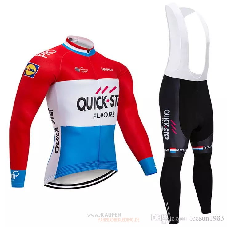 Quick Step Floors Langarmtrikot 2018 und Lange Tragerhose Rot Wei Blau